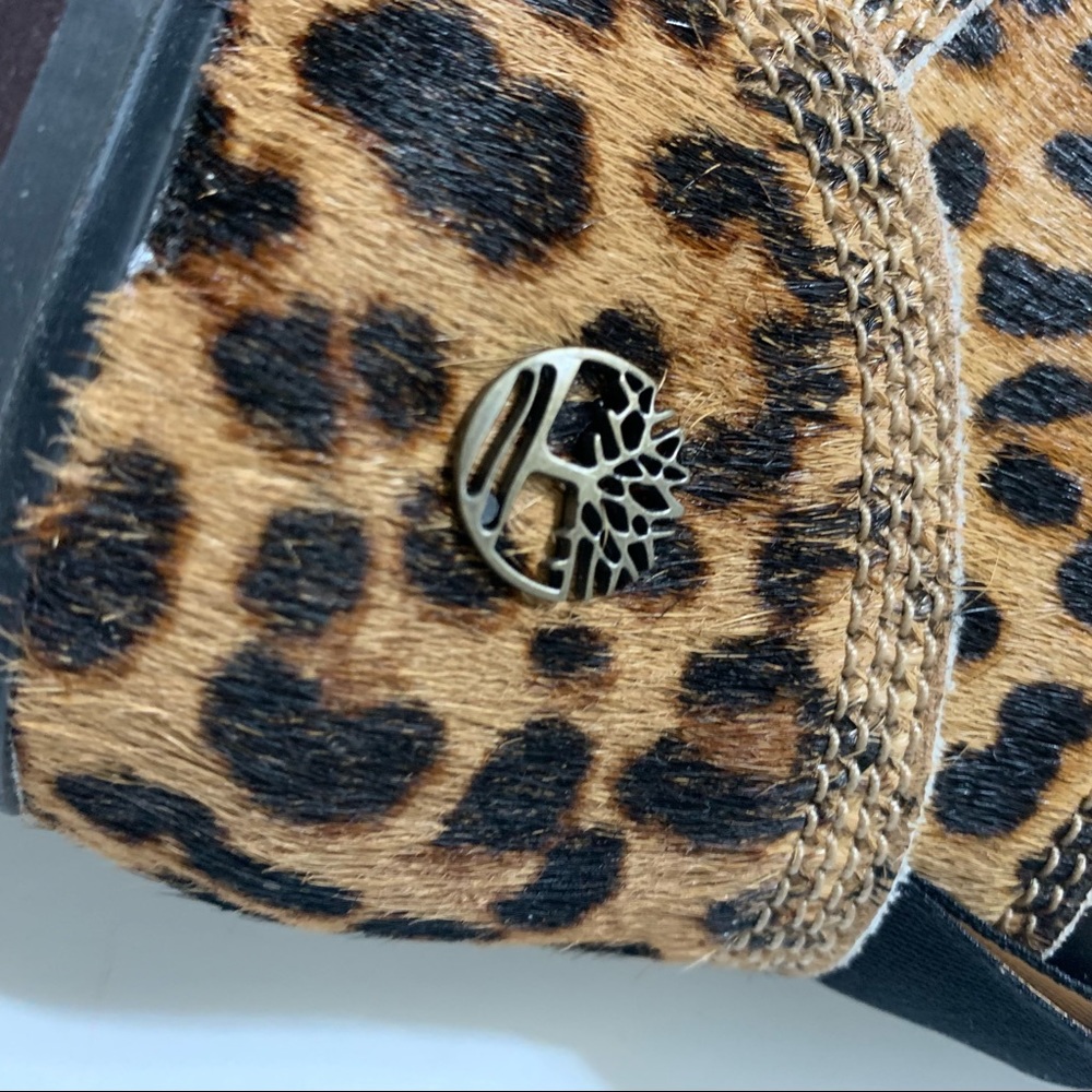 TIMBERLAND LONDON SQUARE WOMENS HIKER BOOTS SIZE 7 LEOPARD PRINT LEATHER BROWN - Picture 6 of 10
